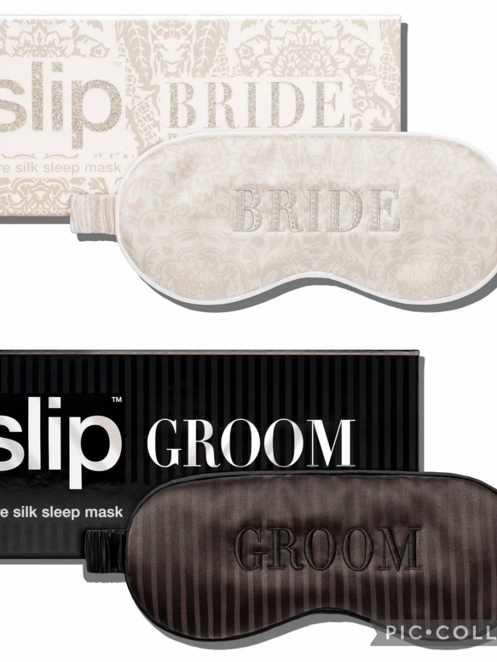 slip Silk Sleep Mask in Soft Cream with BRIDE Embroidery